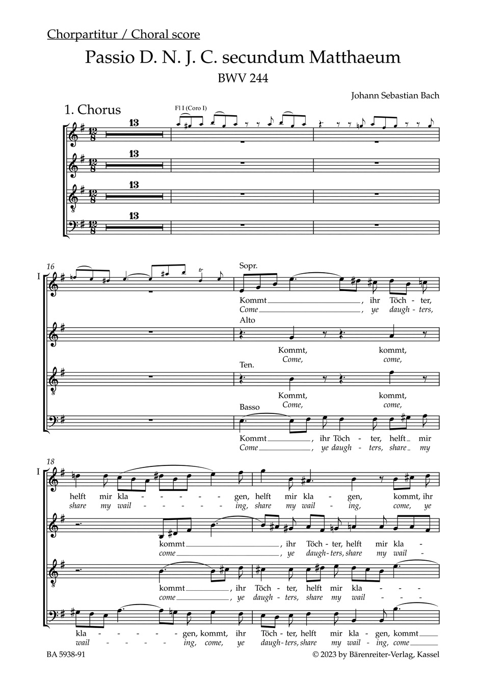 Anderes Coverbild Matthäus-Passion (St. Matthew Passion) BWV 244