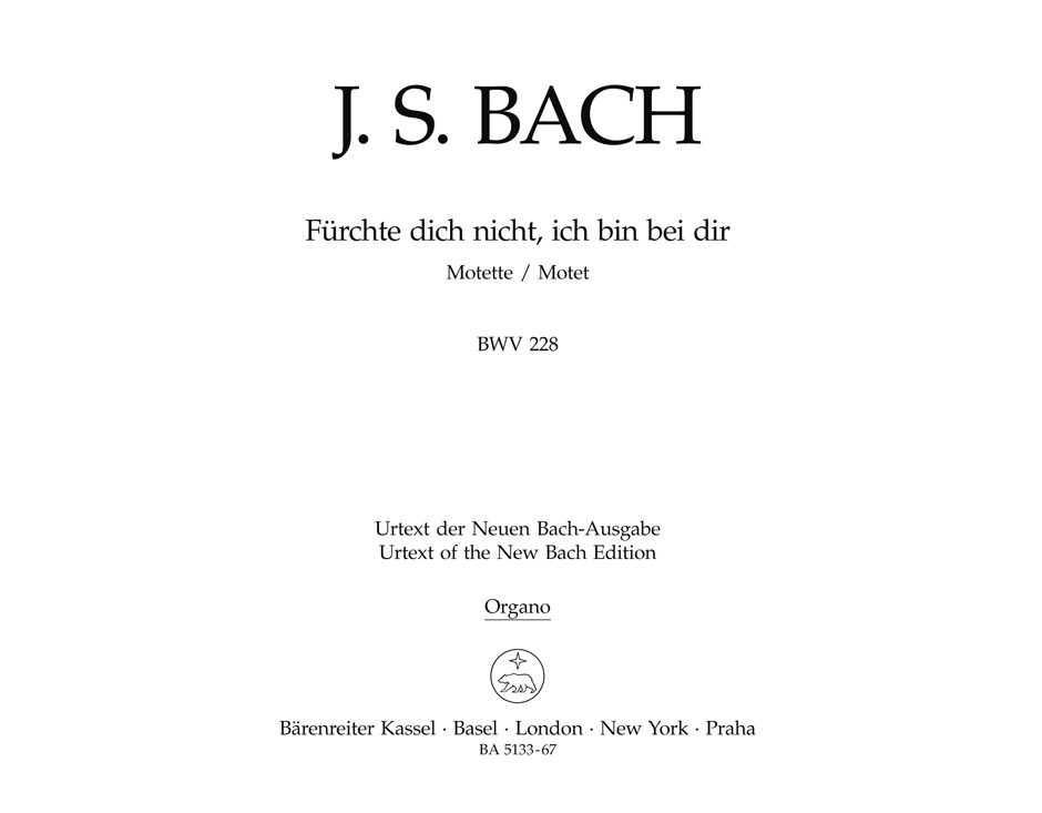 Vorderes Coverbild Fürchte dich nicht, ich bin bei dir BWV 228