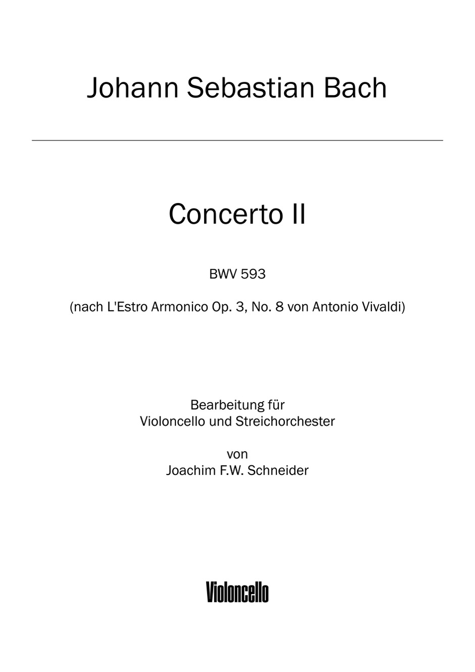 Vorderes Coverbild Concerto für Violoncello, Streicher und Basso continuo a-Moll