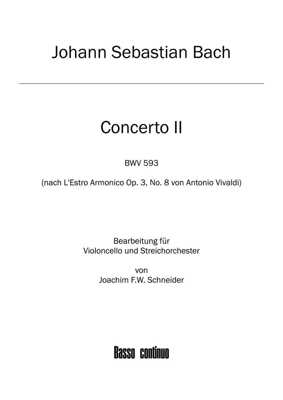 Vorderes Coverbild Concerto für Violoncello, Streicher und Basso continuo a-Moll