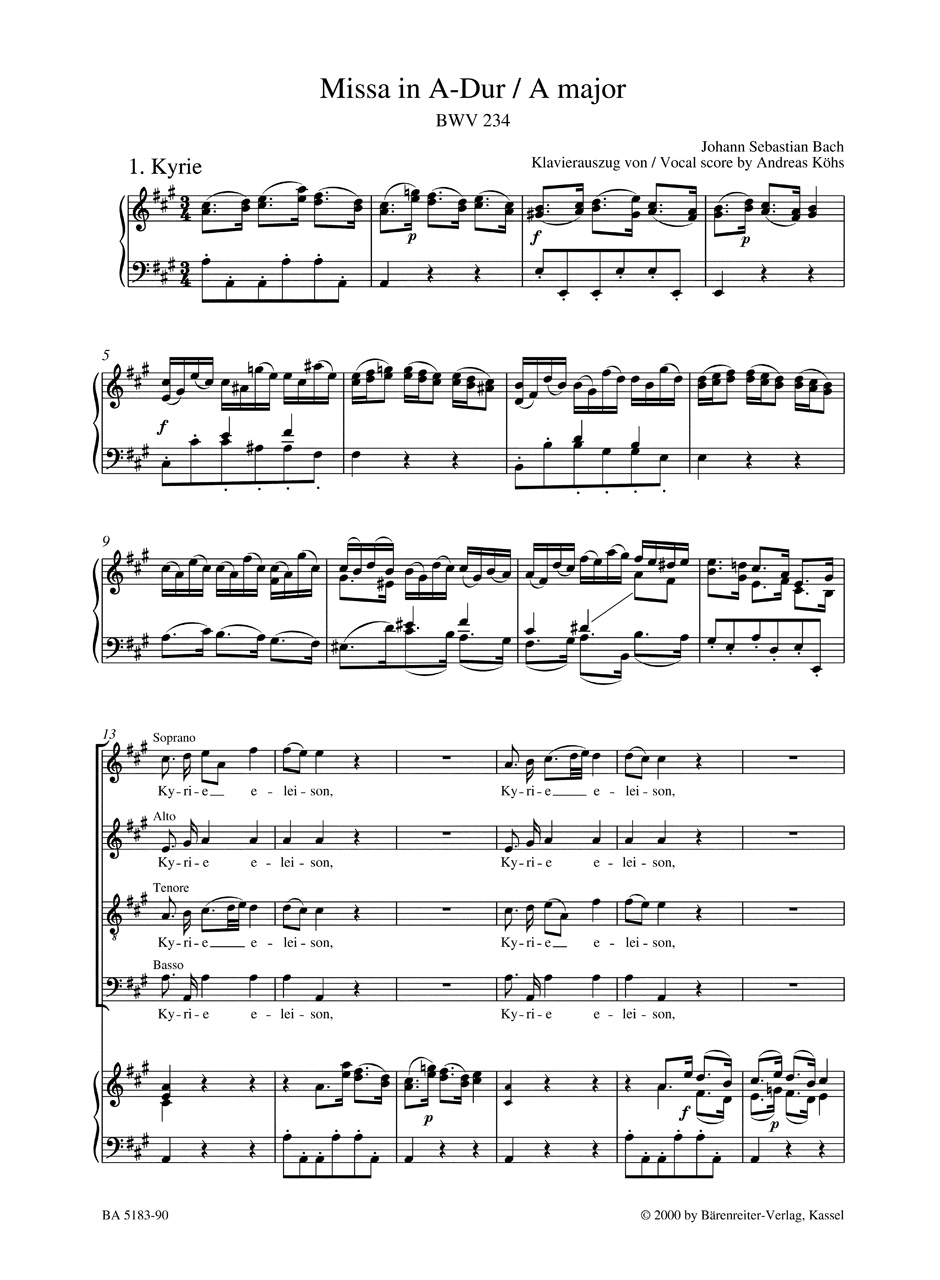 Anderes Coverbild Missa A-Dur BWV 234 "Lutherische Messe"
