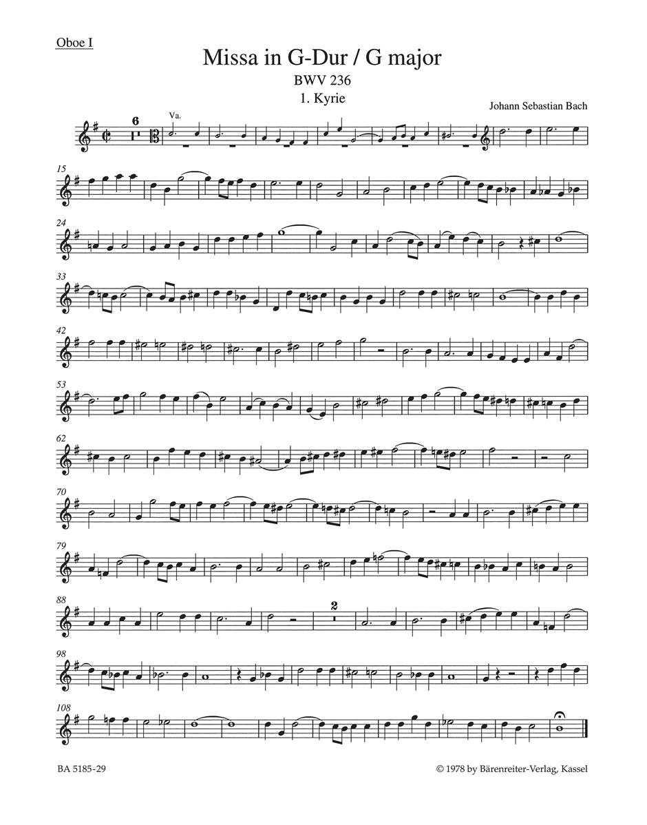 Vorderes Coverbild Missa G-Dur BWV 236 "Lutherische Messe"