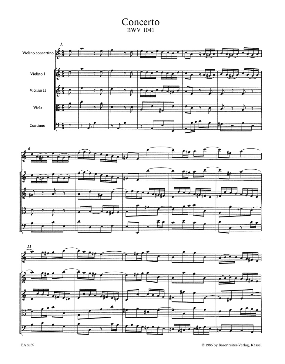 Anderes Coverbild Konzert für Violine, Streicher und Basso continuo a-Moll BWV 1041
