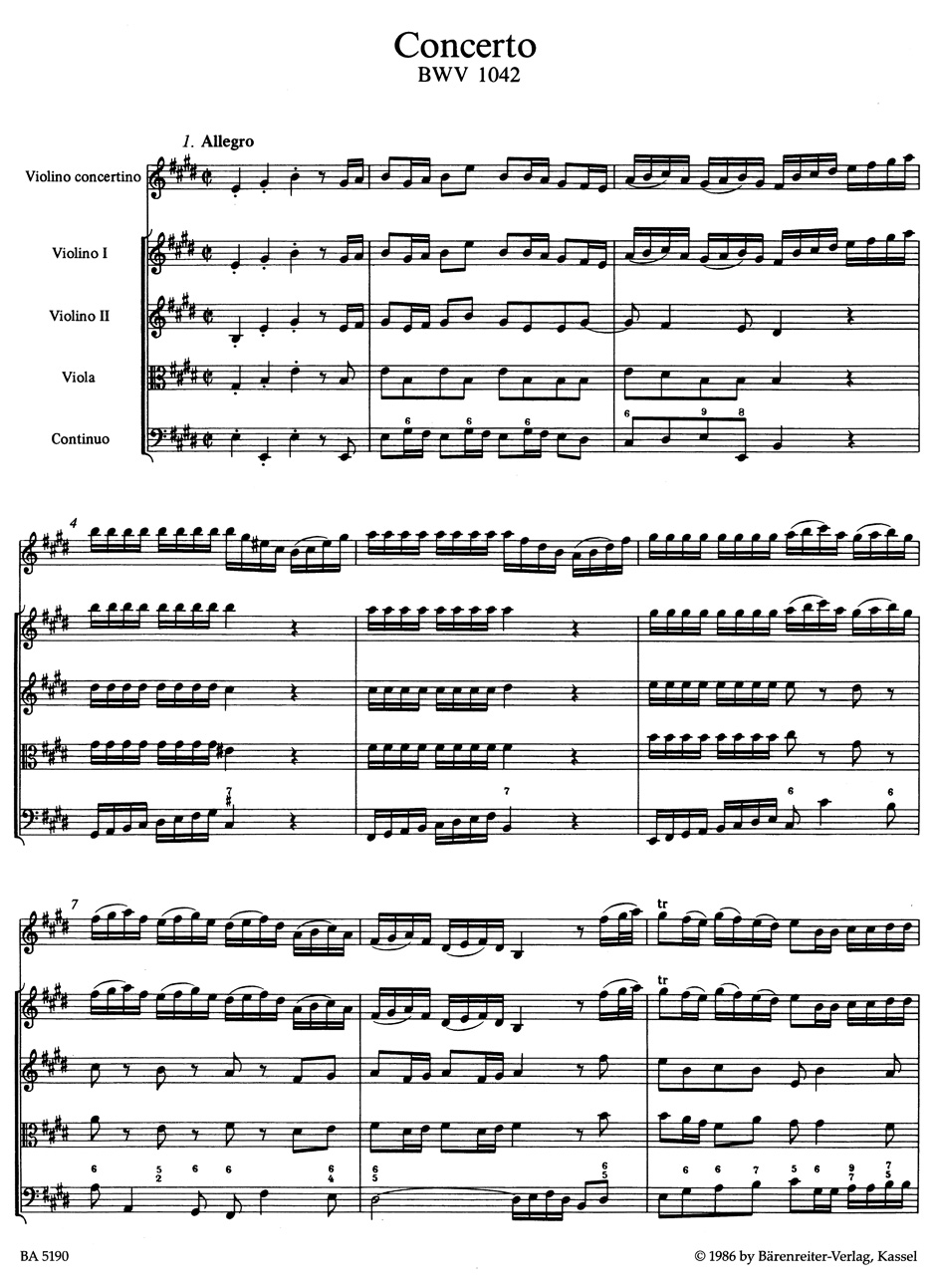 Anderes Coverbild Konzert für Violine, Streicher und Basso continuo E-Dur BWV 1042