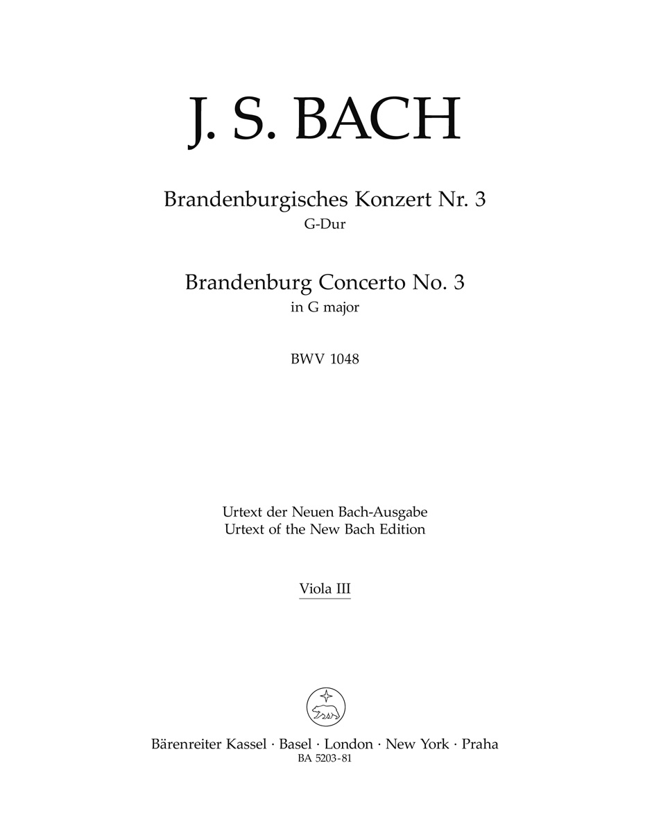 Vorderes Coverbild Brandenburgisches Konzert Nr. 3 G-Dur BWV 1048