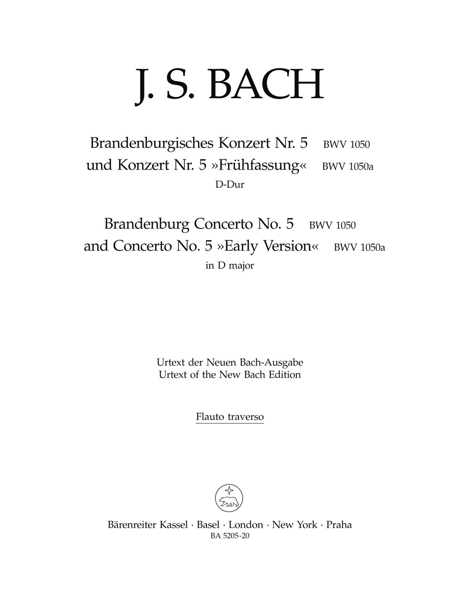 Vorderes Coverbild Brandenburgisches Konzert Nr. 5 und Konzert Nr. 5 »Frühfassung« D-Dur BWV 1050, 1050a