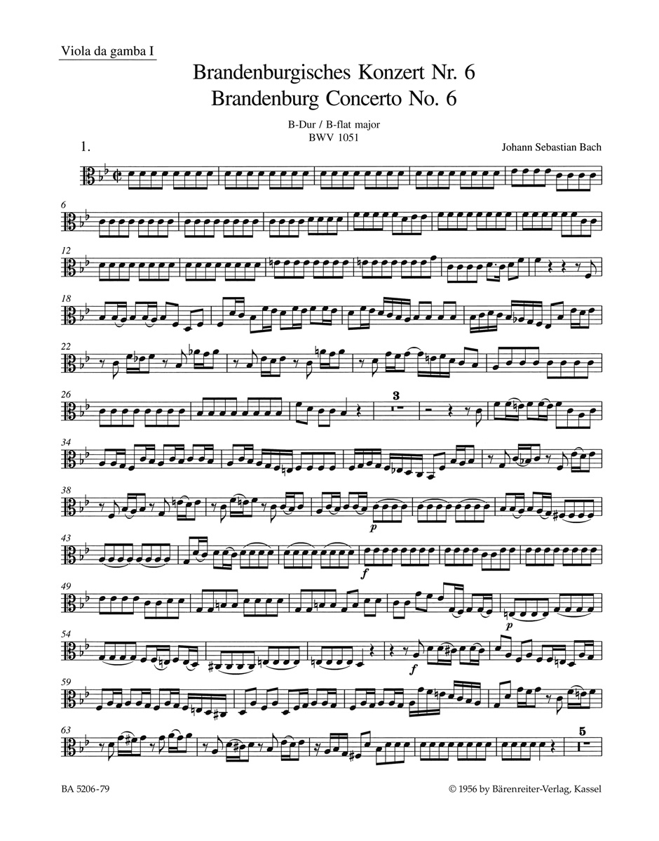 Vorderes Coverbild Brandenburgisches Konzert Nr. 6 B-Dur BWV 1051