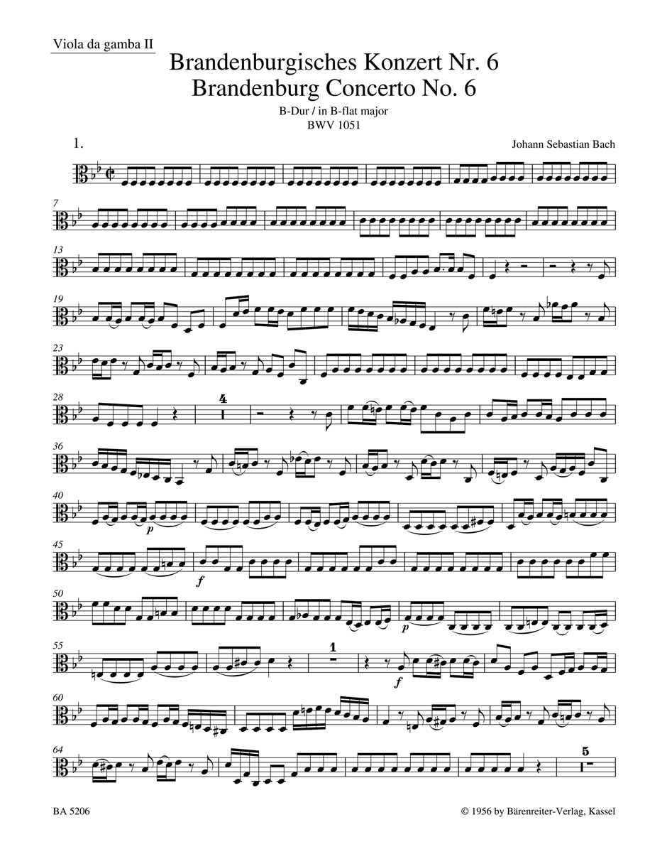 Vorderes Coverbild Brandenburgisches Konzert Nr. 6 B-Dur BWV 1051