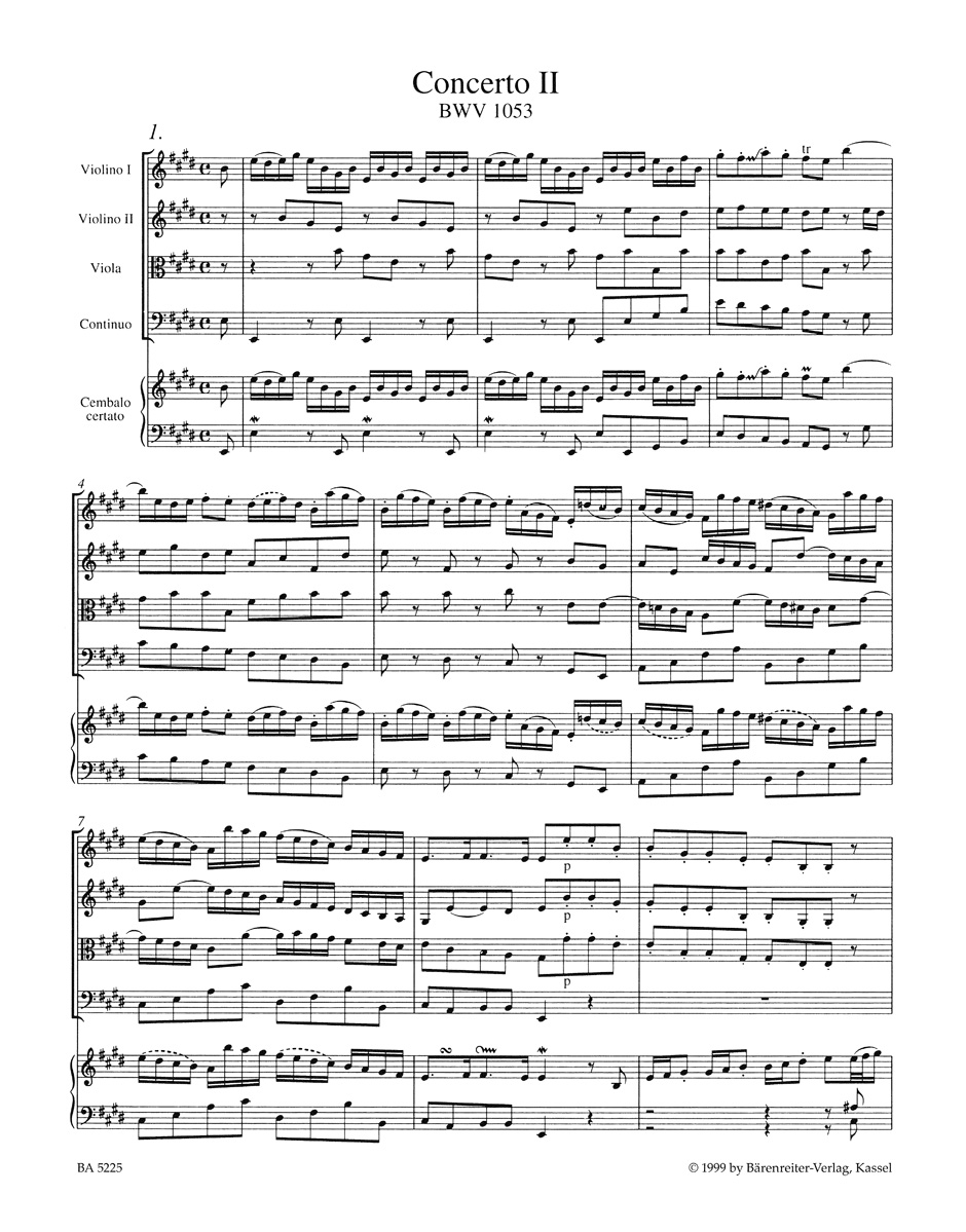 Anderes Coverbild Concerto für Cembalo und Streicher Nr. 2 E-Dur BWV 1053