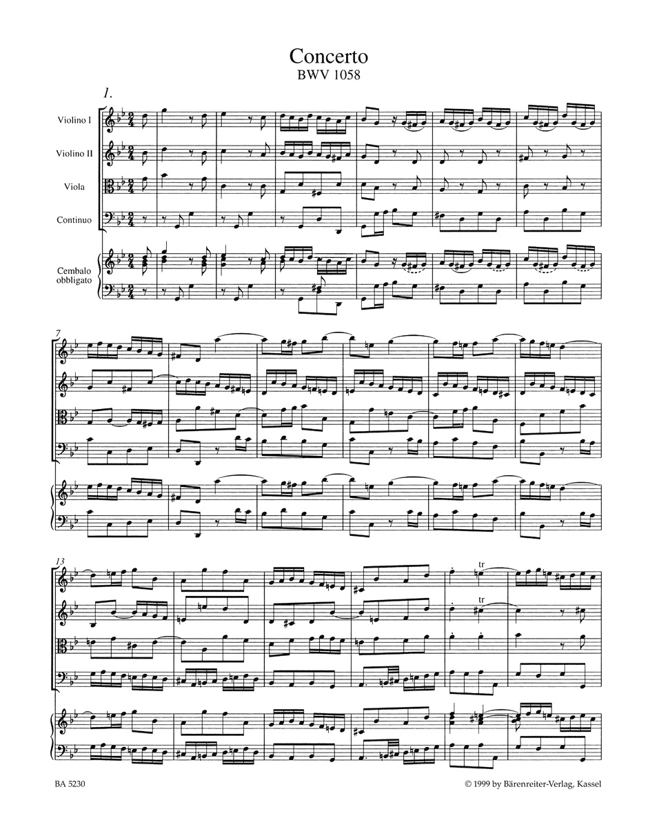 Anderes Coverbild Concerto für Cembalo und Streicher g-Moll BWV 1058