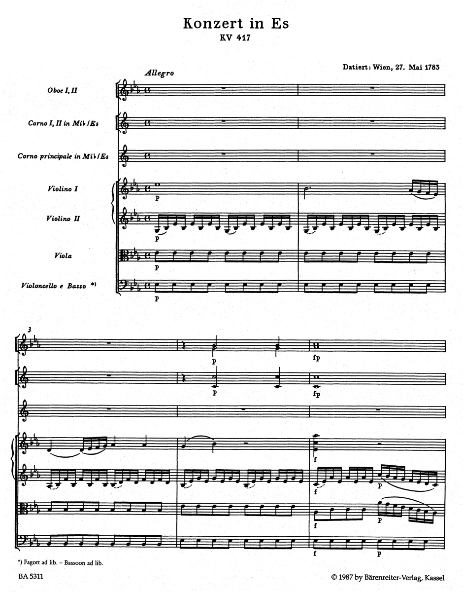Anderes Coverbild Konzert für Horn und Orchester Nr. 2 Es-Dur KV 417