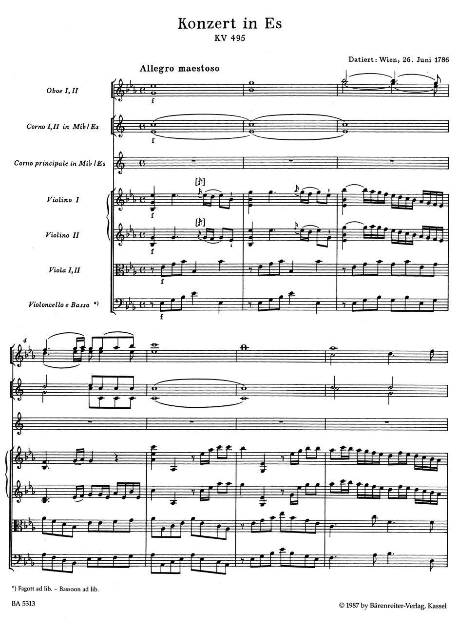 Anderes Coverbild Konzert für Horn und Orchester Nr. 4 Es-Dur KV 495