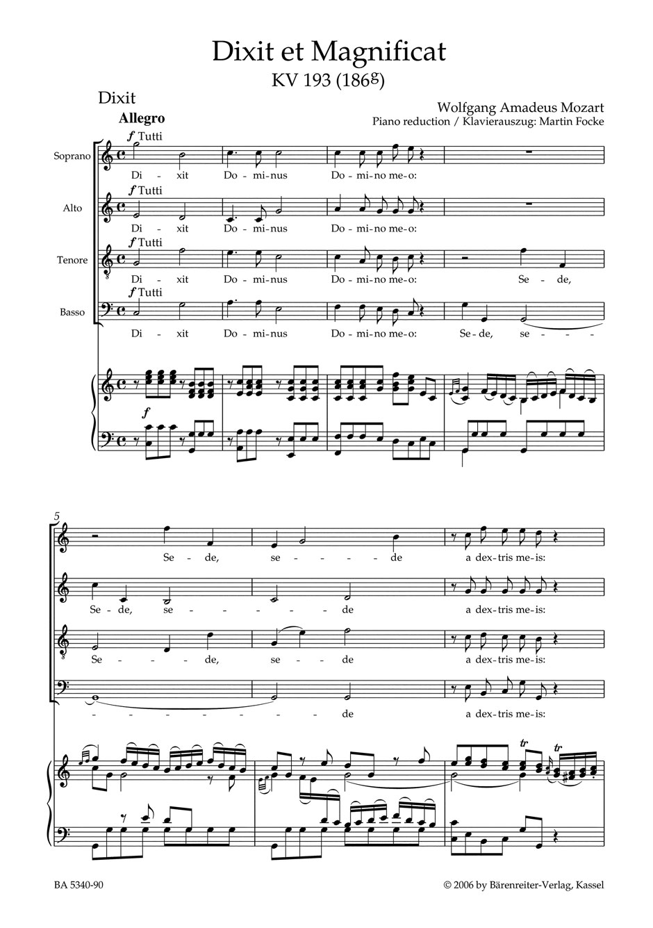 Anderes Coverbild Dixit et Magnificat KV 193 (186g)