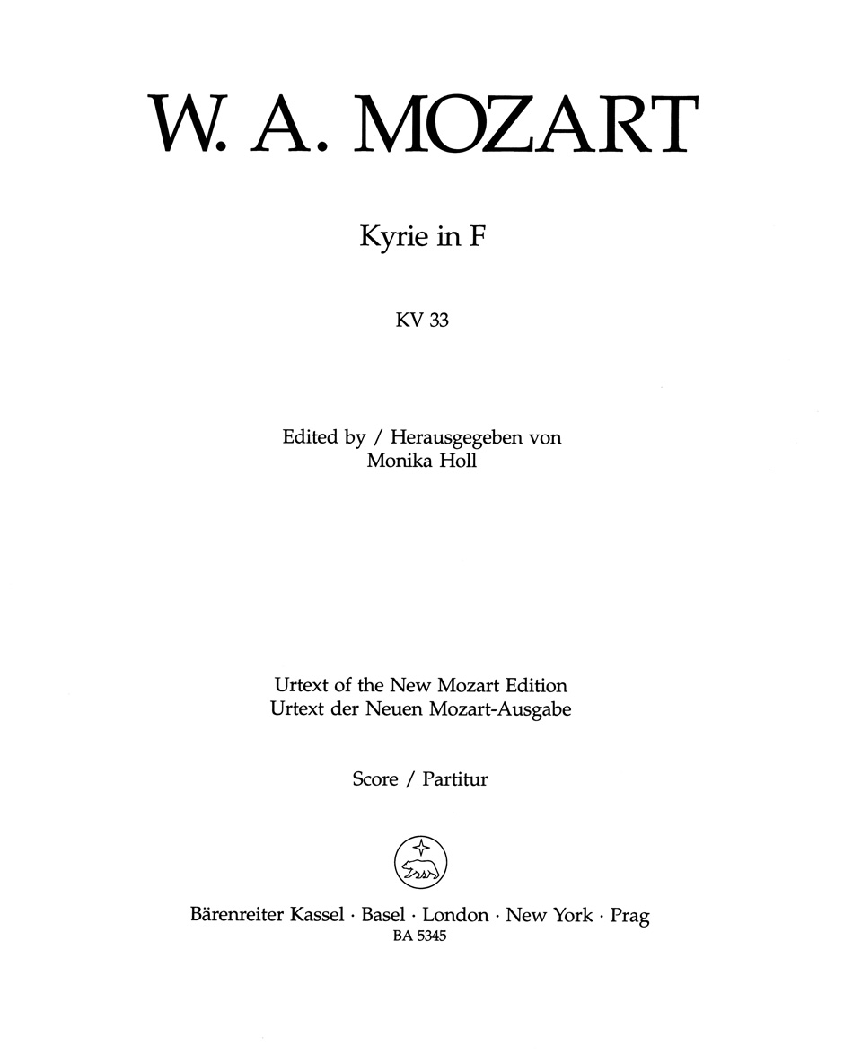 Vorderes Coverbild Kyrie F-Dur KV 33