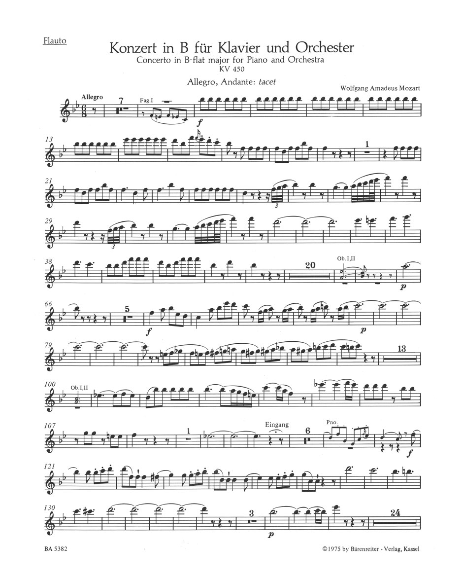 Vorderes Coverbild Konzert für Klavier und Orchester Nr. 15 B-Dur KV 450