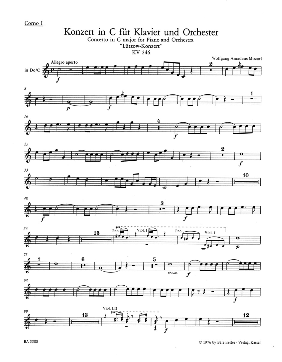 Vorderes Coverbild Konzert für Klavier und Orchester Nr. 8 C-Dur KV 246 "Lützow-Konzert"