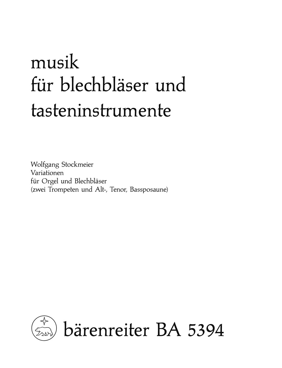 Vorderes Coverbild Variationen für Orgel und Blechbläserchor (zwei Trompeten und Alt-, Tenor-, Bassposaune) (1968)