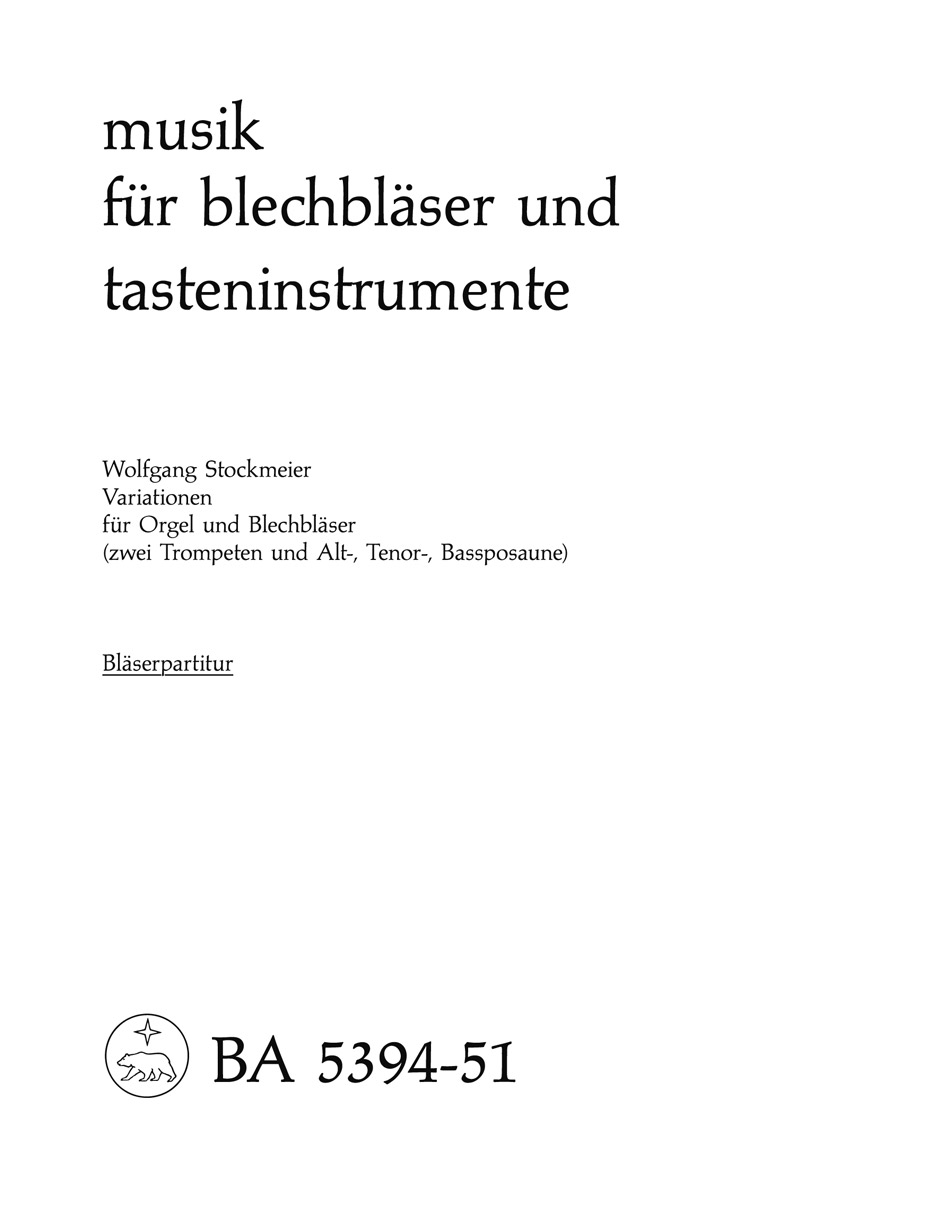 Vorderes Coverbild Variationen für Orgel und Blechbläserchor (zwei Trompeten und Alt-, Tenor-, Bassposaune) (1968)