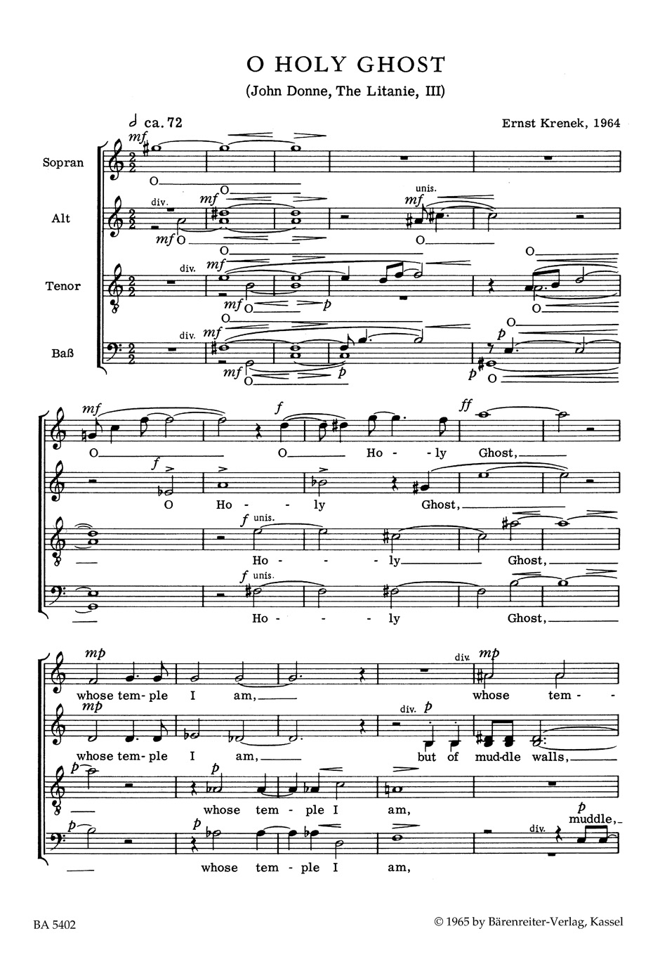Anderes Coverbild O Holy Ghost für Chor op. 186a (1964)