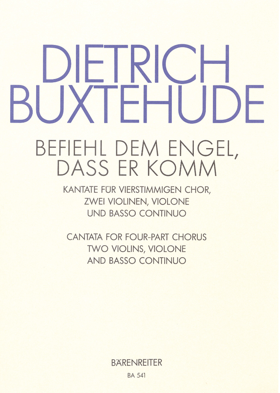 Vorderes Coverbild Befiehl dem Engel, dass er komm BuxWV 10