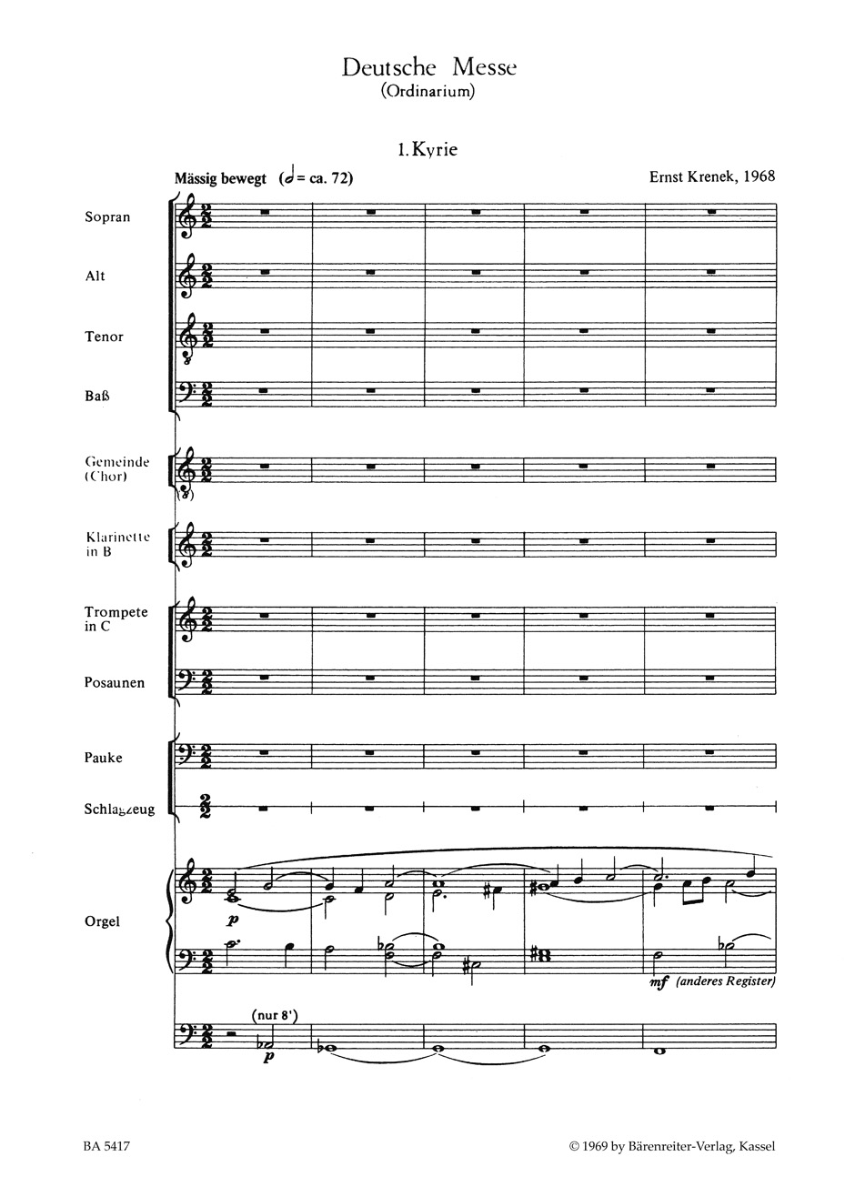 Anderes Coverbild Deutsche Messe für Chor, Gemeinde und Instrumente (1968)