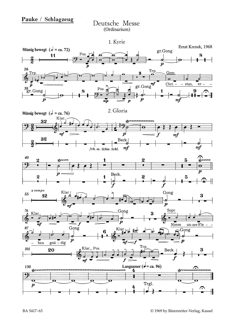 Vorderes Coverbild Deutsche Messe für Chor, Gemeinde und Instrumente (1968)