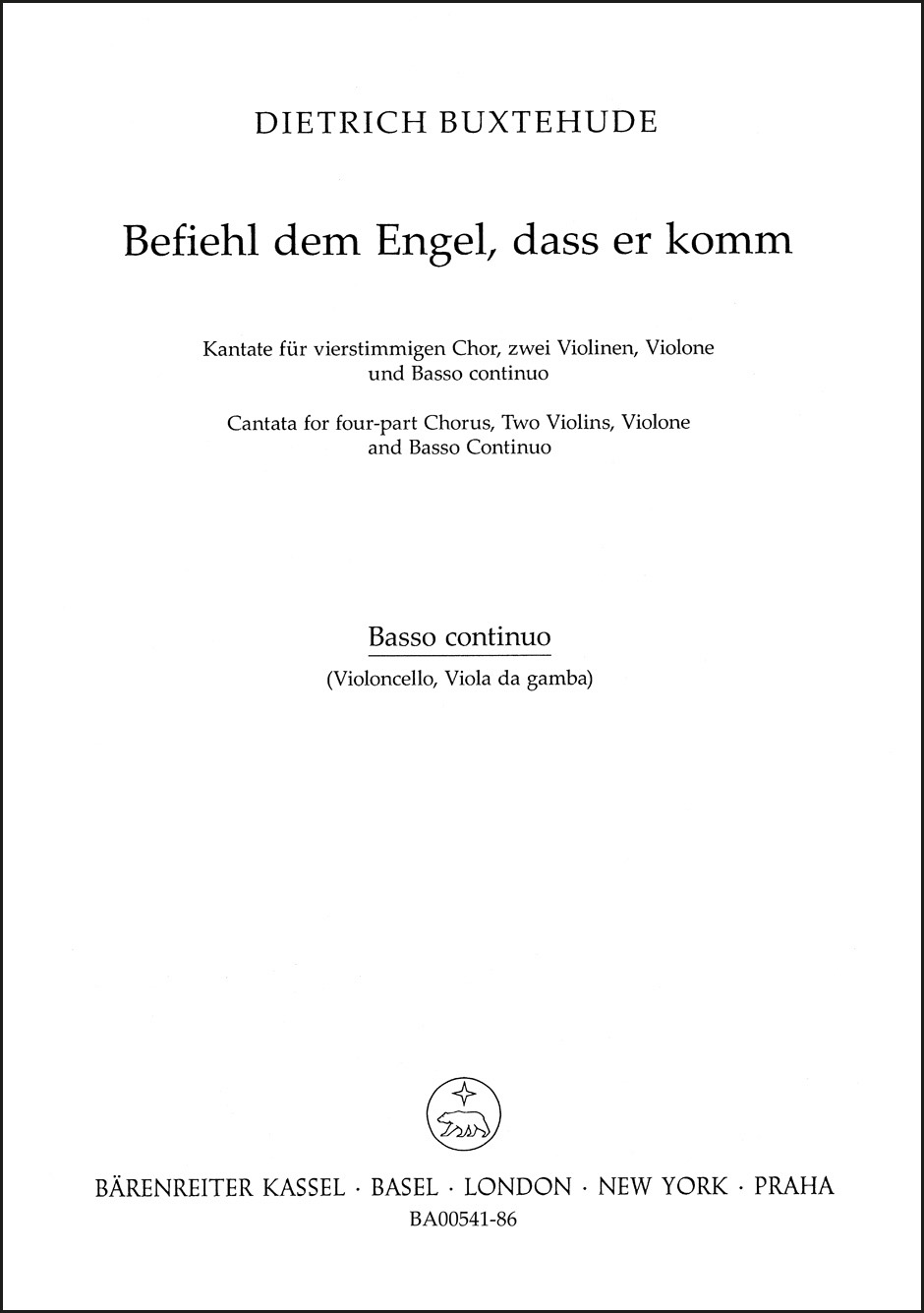 Vorderes Coverbild Befiehl dem Engel, dass er komm BuxWV 10