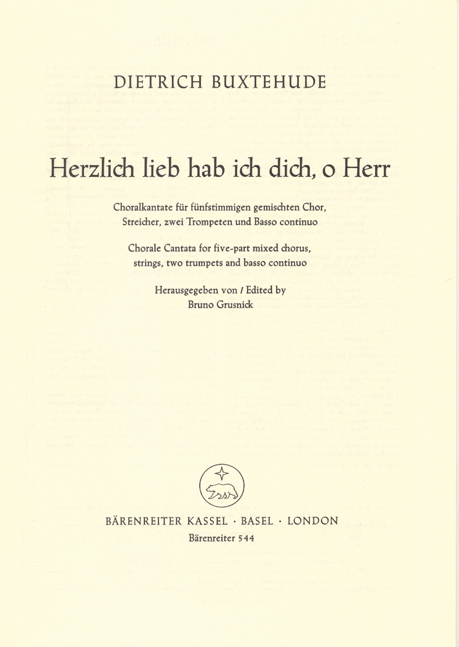 Vorderes Coverbild Herzlich lieb hab ich dich, o Herr BuxWV 41