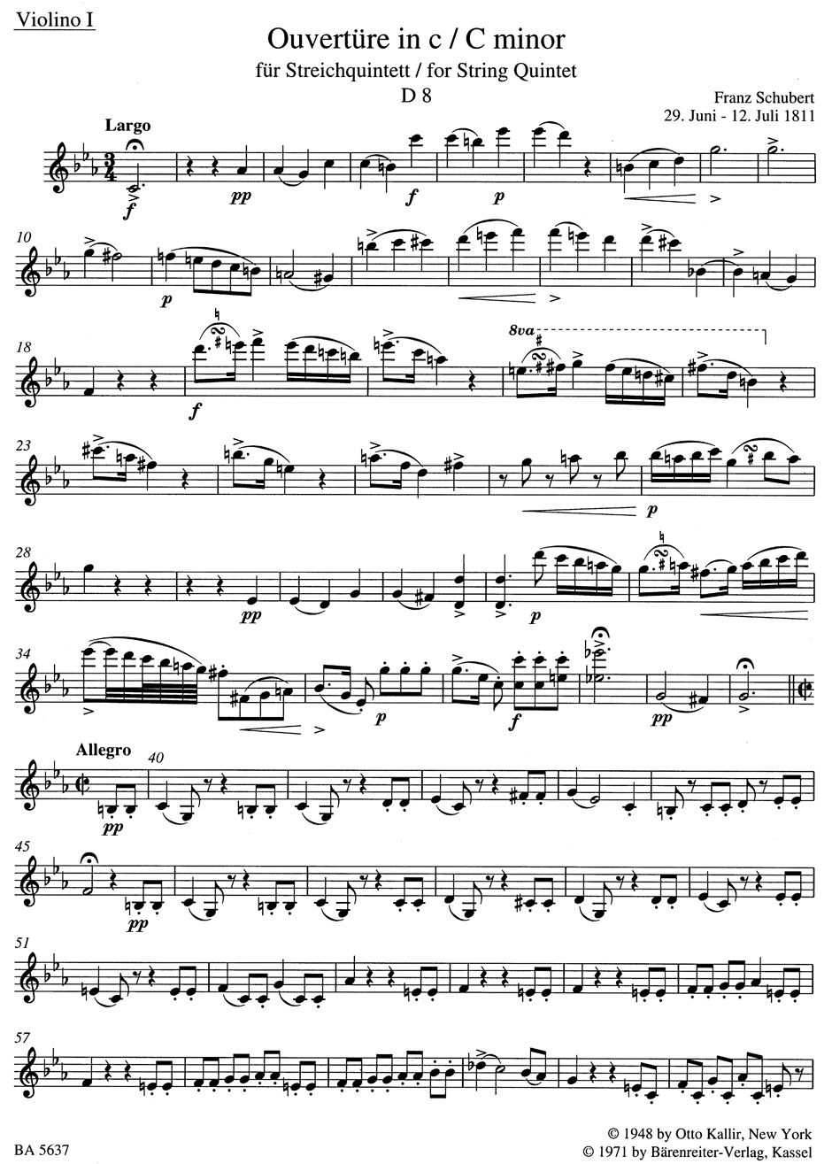 Anderes Coverbild Ouvertüre (Quintett) c-Moll D 8