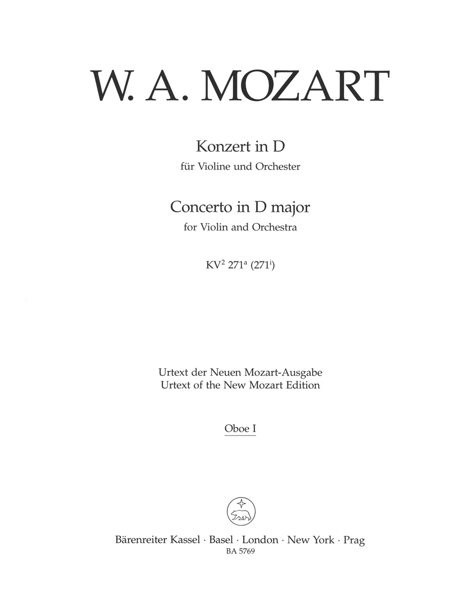 Vorderes Coverbild Konzert für Violine und Orchester D-Dur KV 271a (271i)