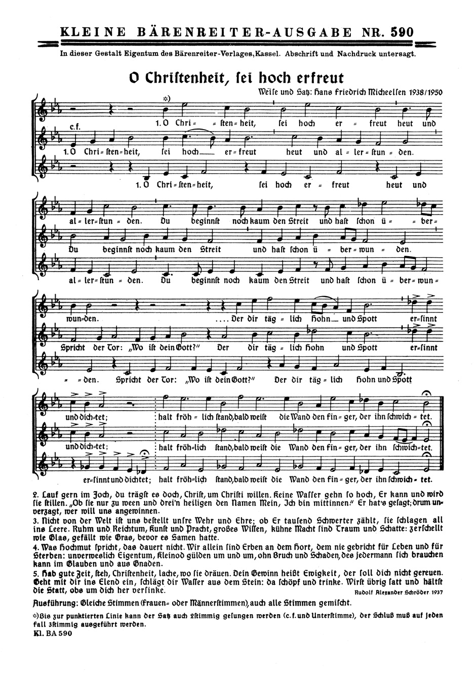 Vorderes Coverbild O Christenheit, sei hoch erfreut - O König Jesu Christe (1950)