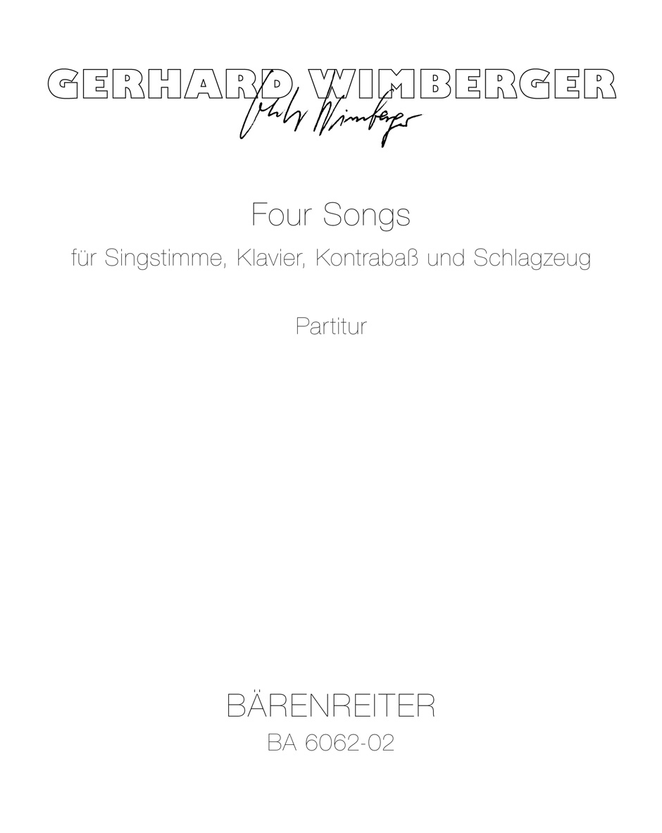 Vorderes Coverbild Four Songs für Singstimme, Klavier, Kontrabaß und Schlagzeug (1970)