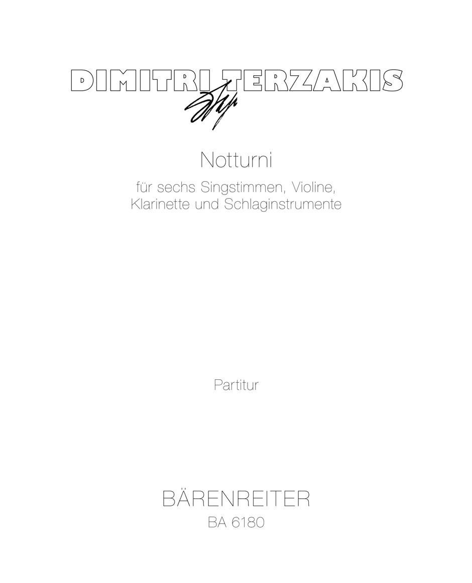 Vorderes Coverbild Notturni für sechs Singstimmen, Violine, Klarinette und Schlaginstrumente (1976)