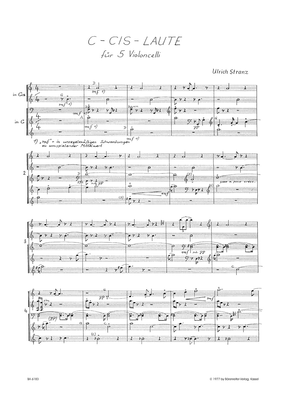 Anderes Coverbild C-Cis-Laute für fünf Violoncelli (2002)