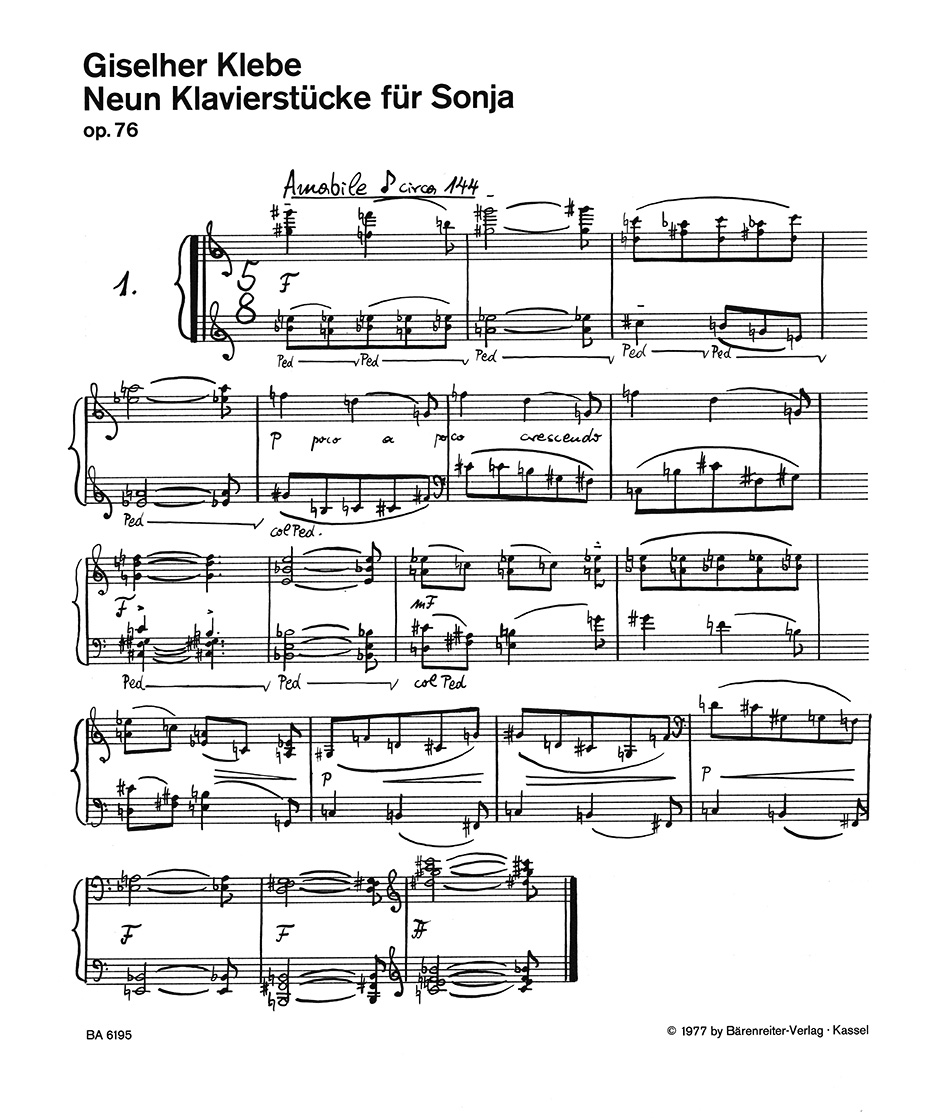 Vorderes Coverbild Neun Klavierstücke für Sonja op. 76 (1973–1977)