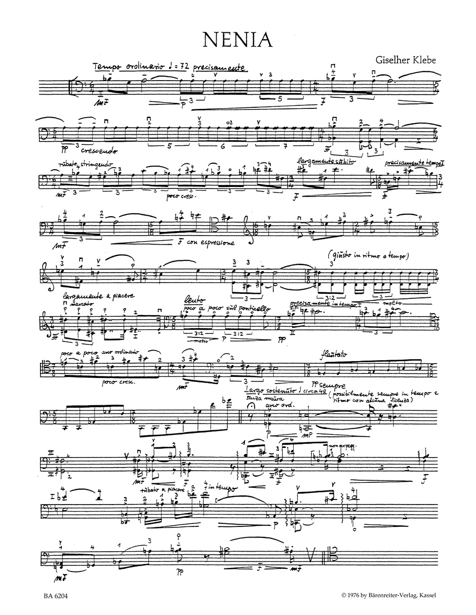 Anderes Coverbild Nenia für Violoncello solo (1974)