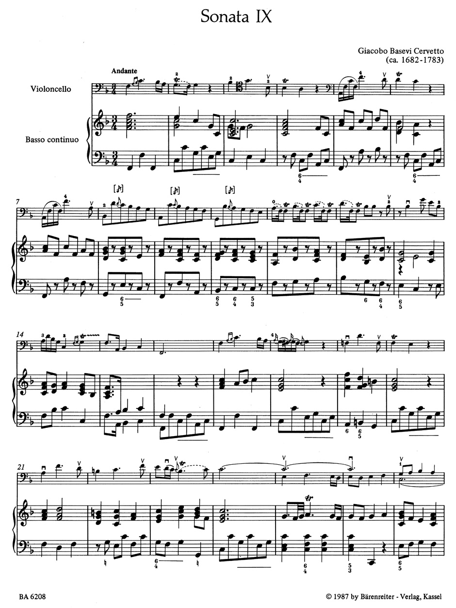 Anderes Coverbild Zwei Sonaten für Violoncello und Basso continuo oder 2 Violoncelli Nr. 5 und 9