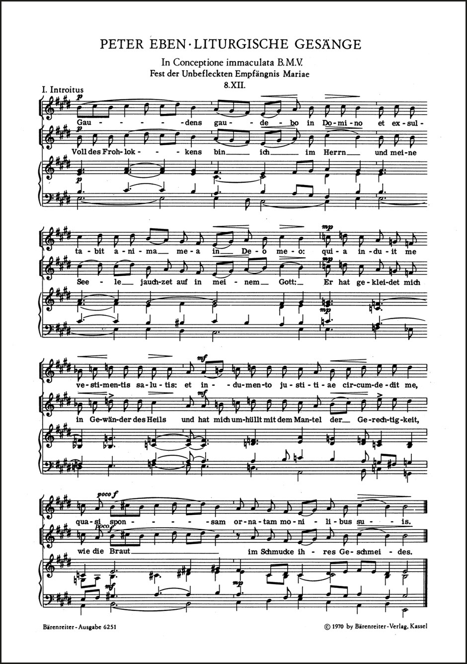 Vorderes Coverbild In Conceptione immaculate B.M.V.- Proprium zum Fest der unbefleckten Empfängnis Mariae: Gaudens gaudeo / Voll des Frohlockens bin ich