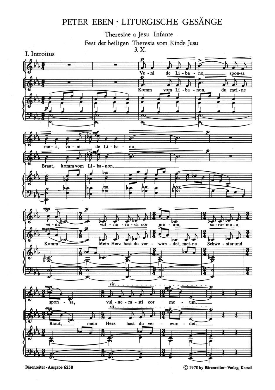 Vorderes Coverbild Theresiae a Jesu Infante - Proprium zum Fest der heiligen Theresia vom Kinde Jesu (3. Oktober): Veni di Libano / Komm vom Libanon