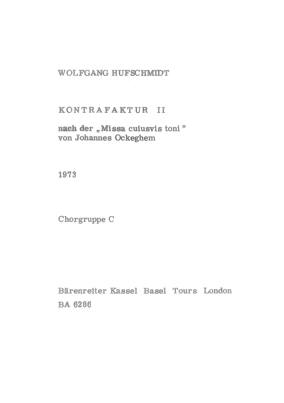Vorderes Coverbild Kontrafaktur II (1973)