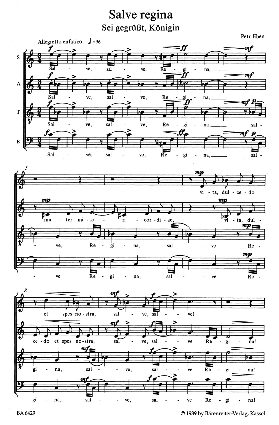 Anderes Coverbild Salve regina / Cantico delle creature für gemischten Chor a cappella