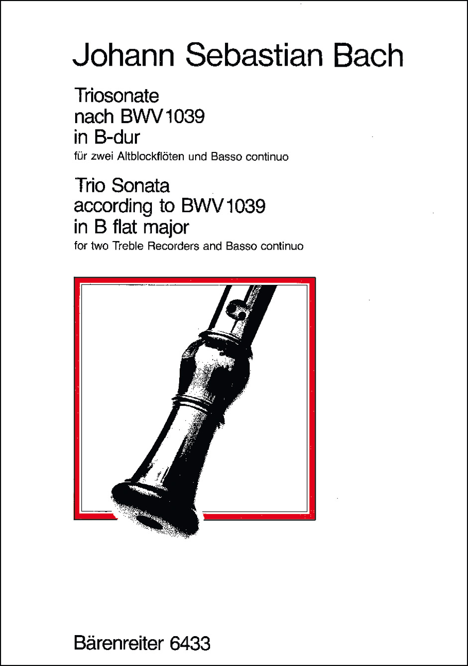 Vorderes Coverbild Triosonate für zwei Blockflöten und Basso continuo B-Dur (original G-Dur) BWV 1039