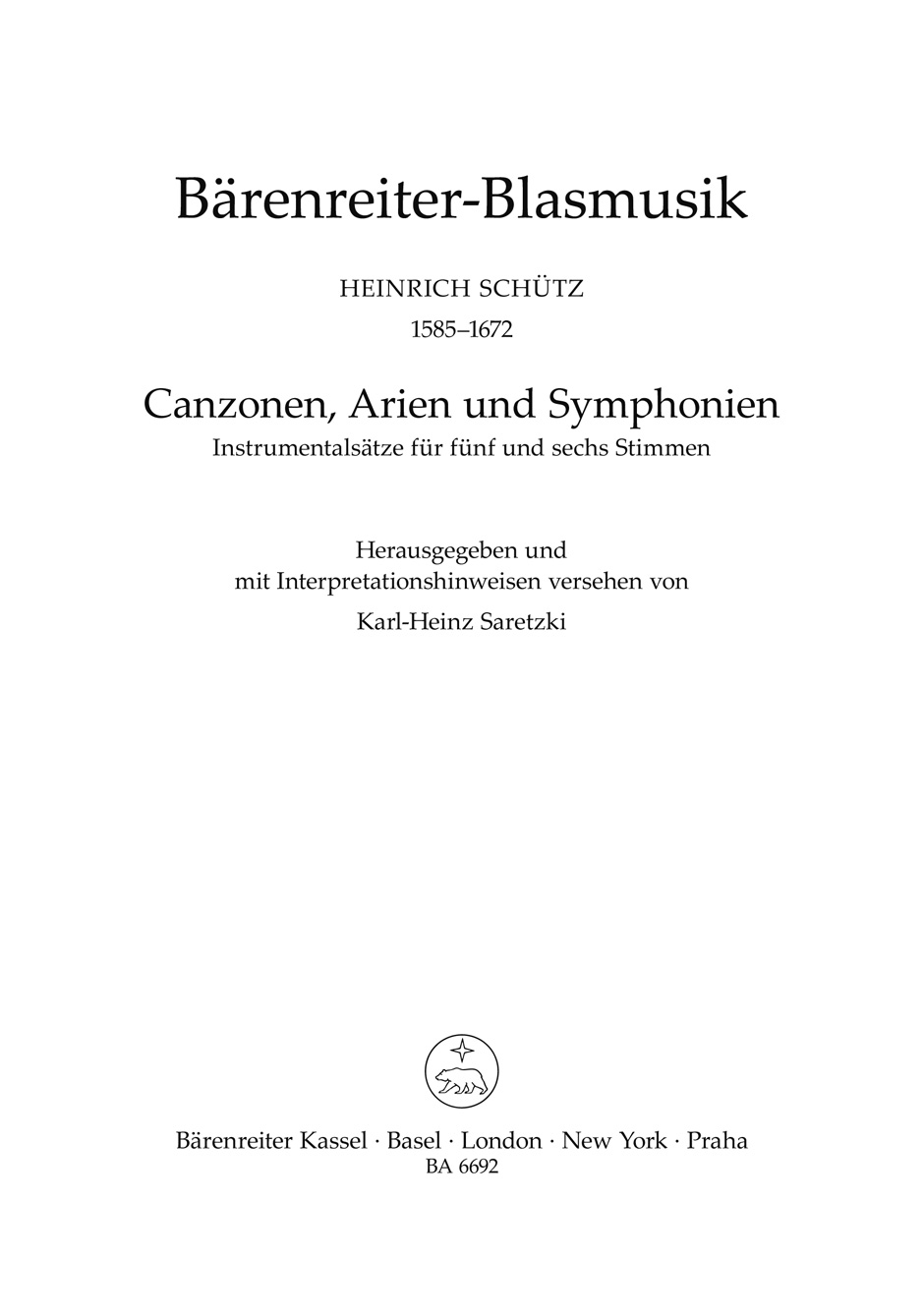 Vorderes Coverbild Canzonen, Arien und Symphonien