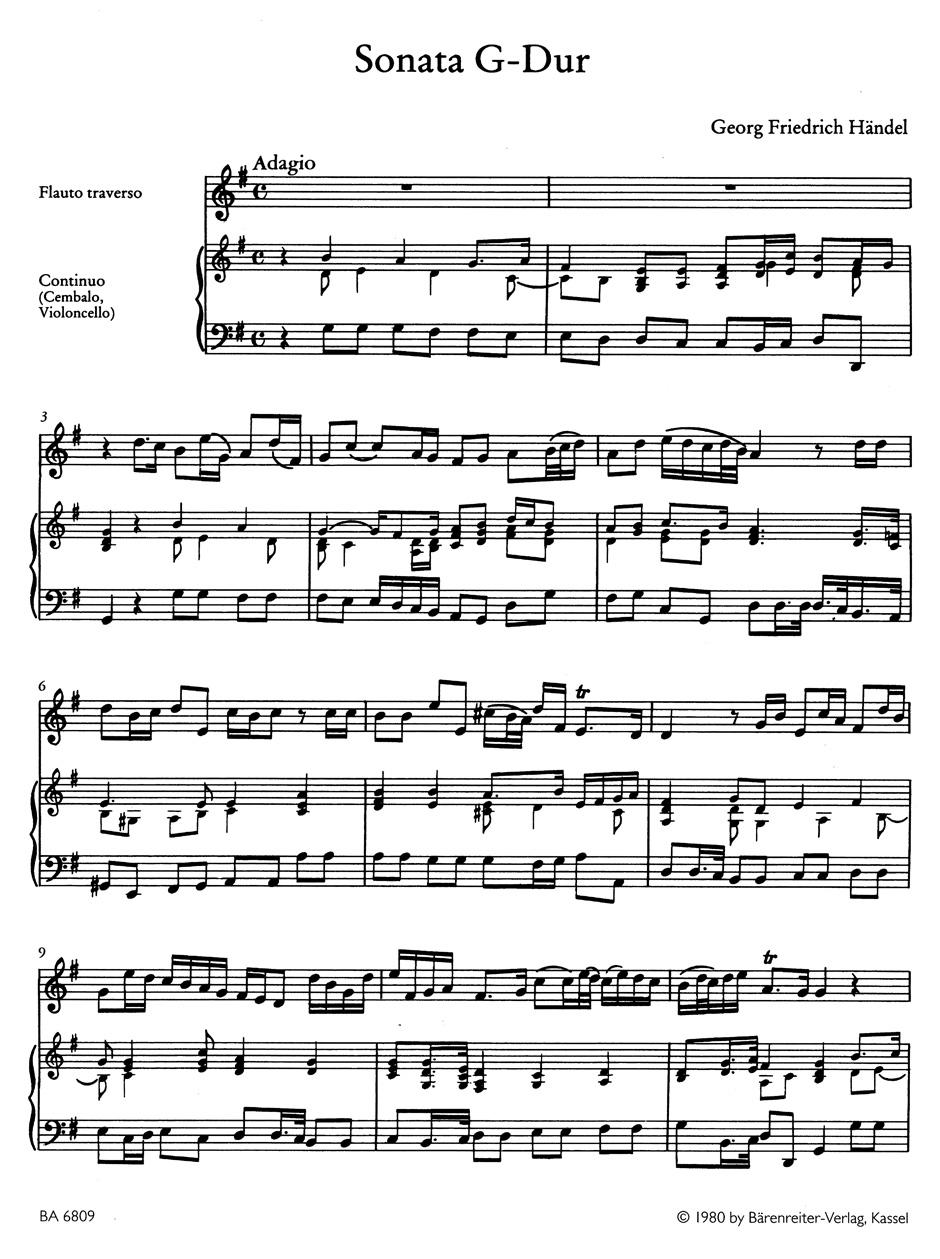 Anderes Coverbild Sonate für Flöte und Basso continuo G-Dur