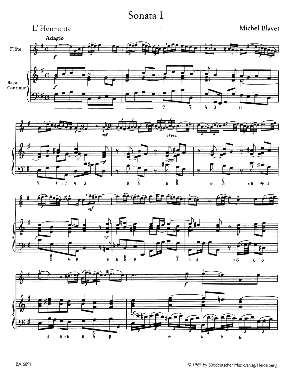 Anderes Coverbild Sechs Sonaten für Flöte und Basso continuo op. 2/1-3