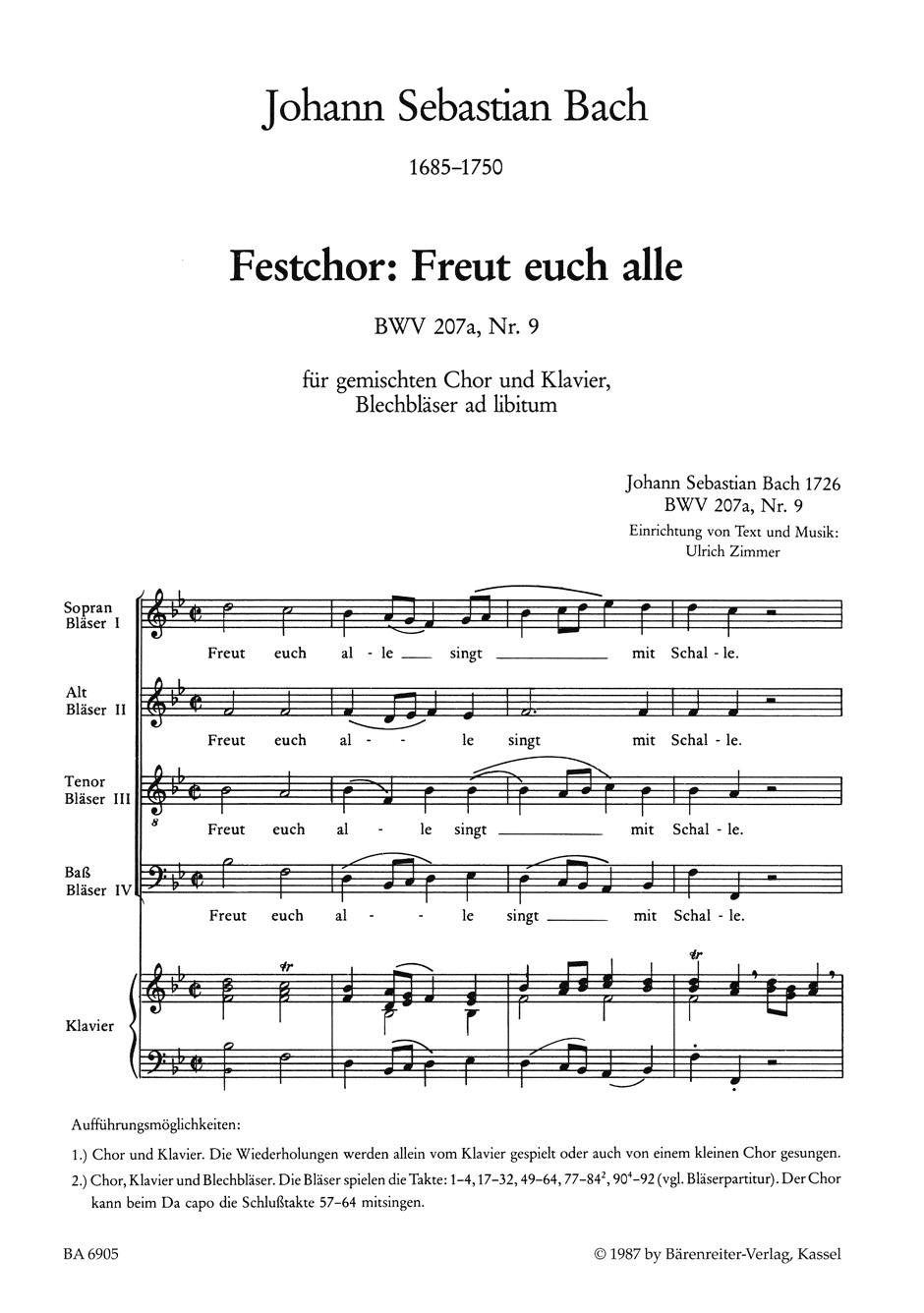 Vorderes Coverbild Freut euch alle BWV 207a, 9