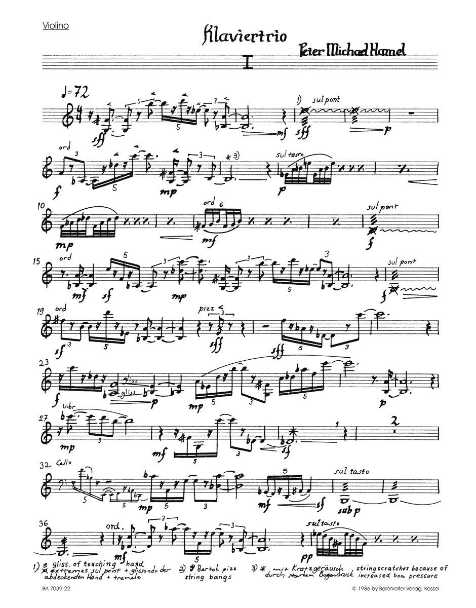 Anderes Coverbild Trio für Violine, Violoncello und Klavier (1985)