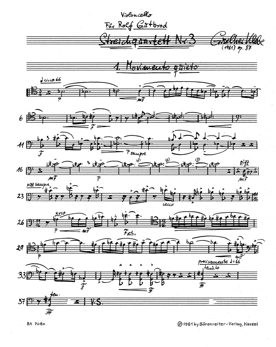 Vorderes Coverbild Streichquartett Nr. 3 op. 87 (1981)