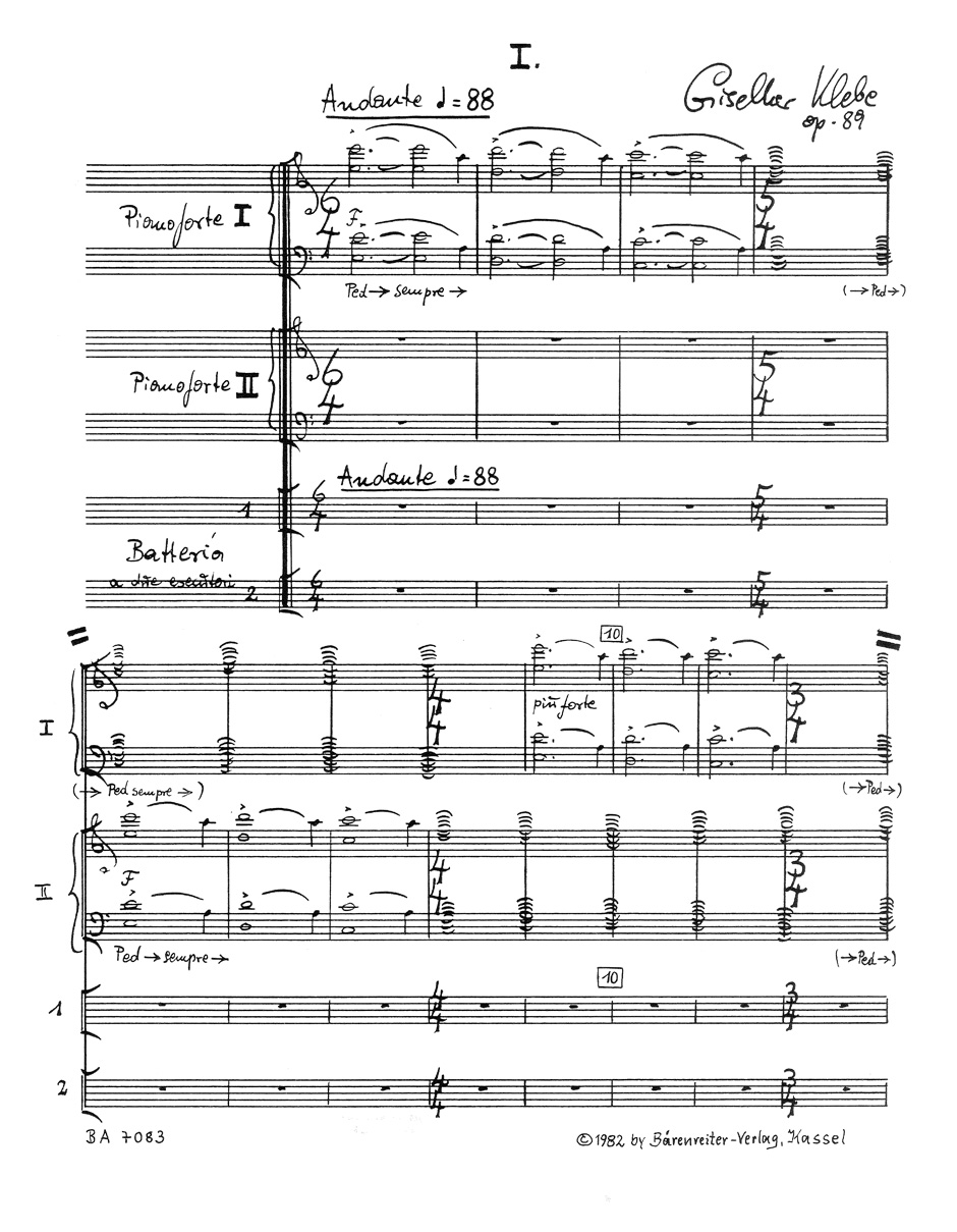 Anderes Coverbild Quattrofonia für 2 Klaviere und Schlagzeug (2 Spieler) op. 89 (1981/1982)