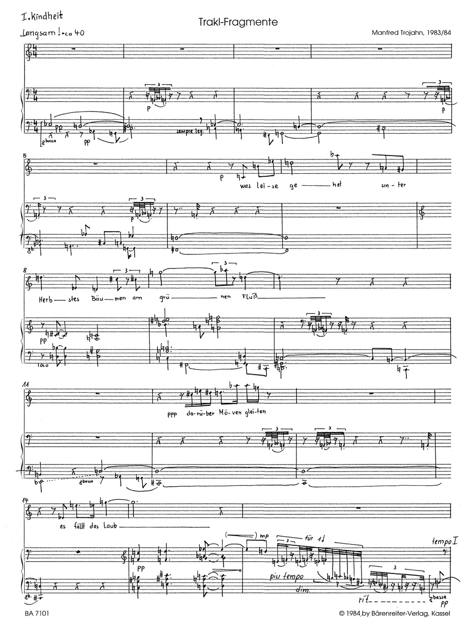 Anderes Coverbild Trakl-Fragmente für Mezzosopran und Klavier (1983/1984)